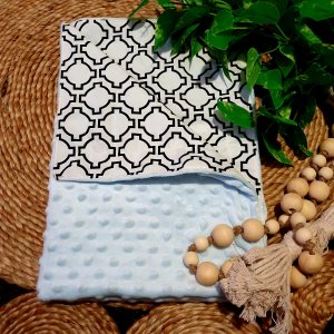Rylee with Baby Blue Pram Blanket