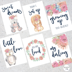Milestone Card | Floral Woodland Animals Baby